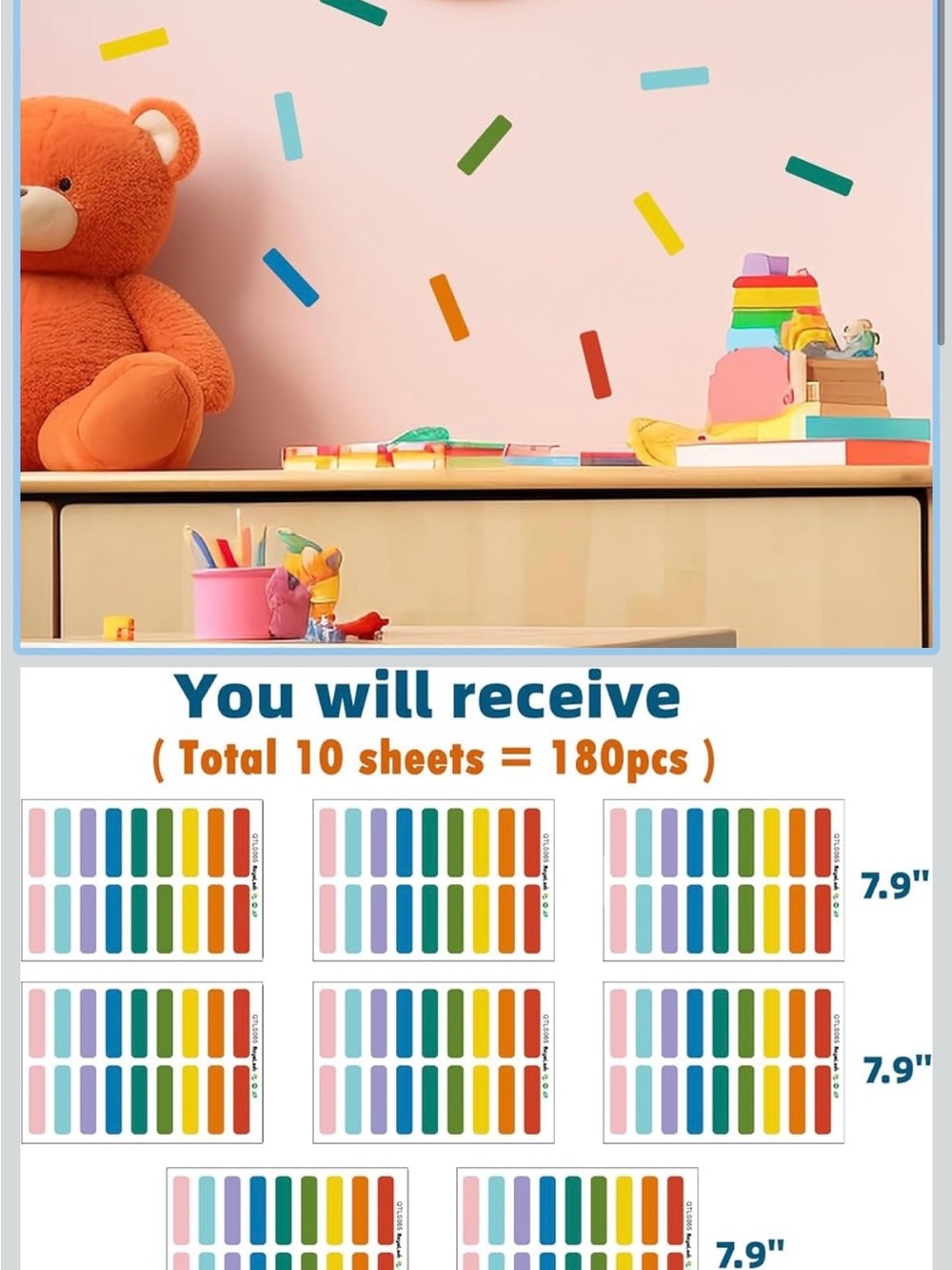 RoyoLam 180-Pc Colorful Sprinkle Confetti Wall Decals Removable Stickers NEW